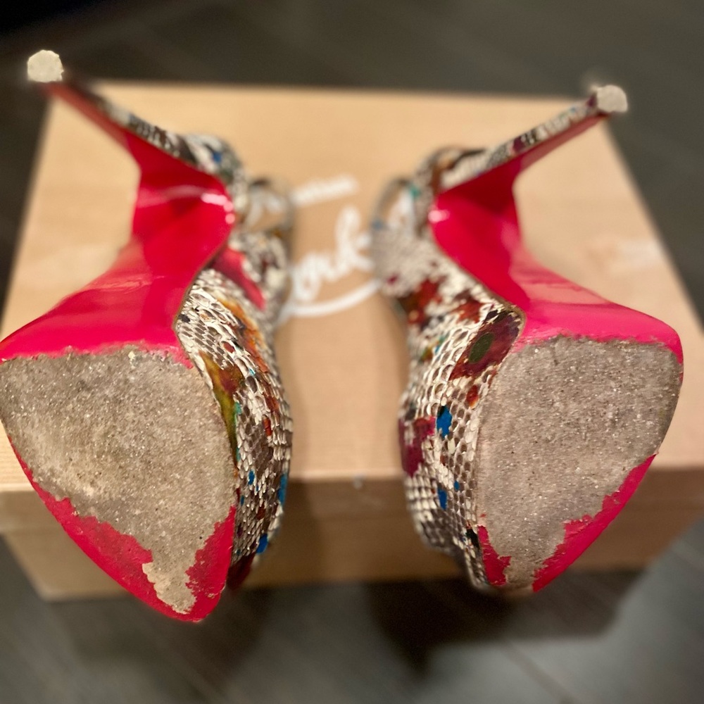 Christian Louboutin Peeptoe Python Carnaval Sling… - image 8